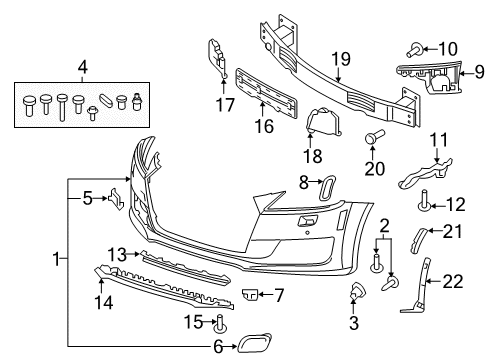 2016 Audi TT Quattro Bumper Cover Diagram for 8S0-807-065-F-GRU