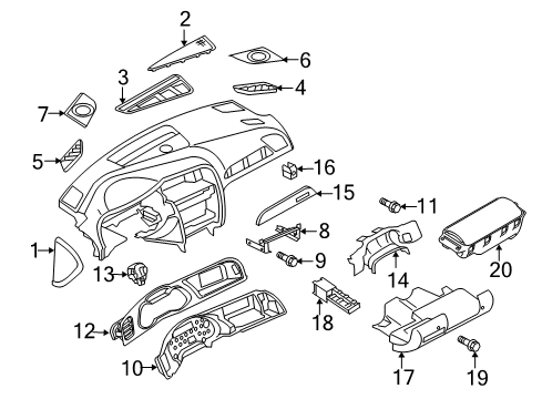 2013 Audi A4 Instrument Panel Components Diagram