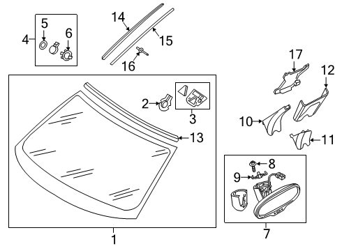 2018 Audi RS5 Glass - Windshield Diagram