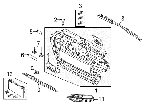 2015 Audi S3 Grille & Components Diagram