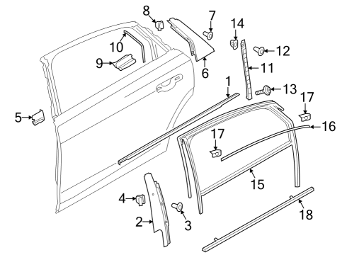 2024 Audi S8 Exterior Trim - Rear Door Diagram