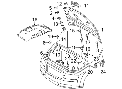 2009 Audi S4 Hood & Components Diagram