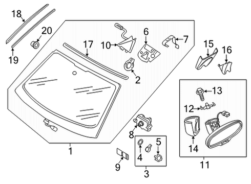 2022 Audi RS7 Sportback Glass - Windshield Diagram