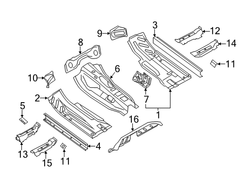 2009 Audi A4 Floor & Rails Diagram