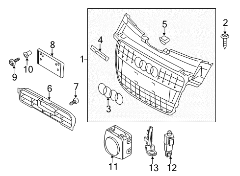 2013 Audi allroad Center Grille Diagram for 8K0-853-651-S-1RR