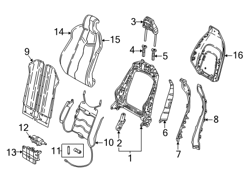 2020 Audi S4 Driver Seat Components Diagram 3