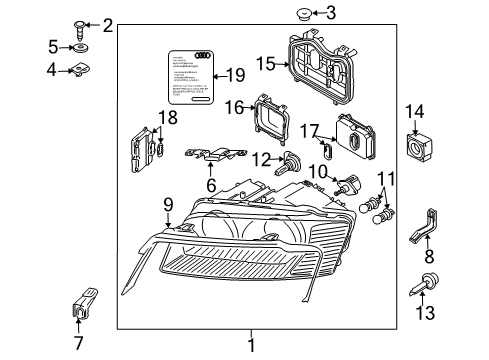 2005 Audi A8 Quattro Headlamp Components Diagram 2