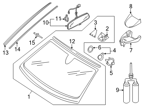 2011 Audi A8 Quattro Glass - Windshield Diagram