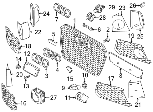 2018 Audi RS7 Grille & Components Diagram