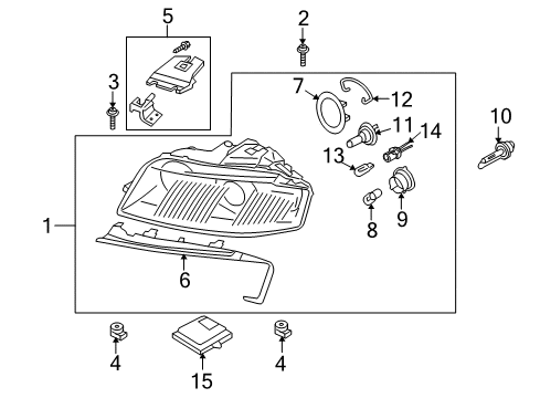 2008 Audi A3 Headlamp Components Diagram 2