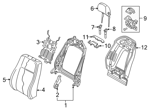 2021 Audi Q7 Front Seat Components Diagram 3