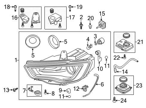 2015 Audi A3 Quattro Headlamp Components Diagram 3
