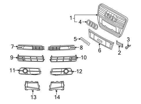 2011 Audi S6 Grille & Components Diagram