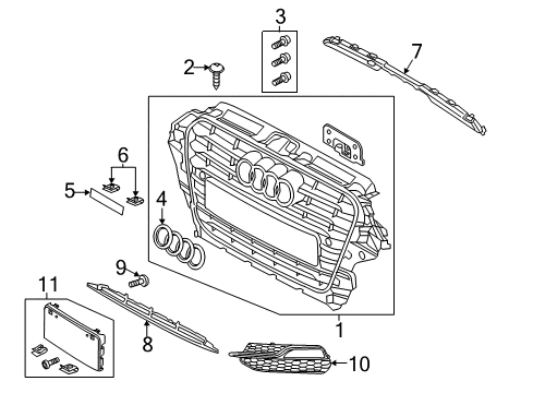 2015 Audi A3 Quattro Grille & Components Diagram 3