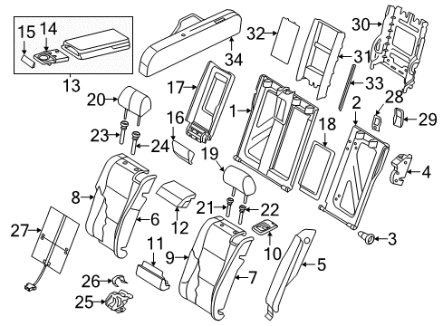 2018 Audi S7 Armrest Diagram for 4G8-885-875-J-KF9