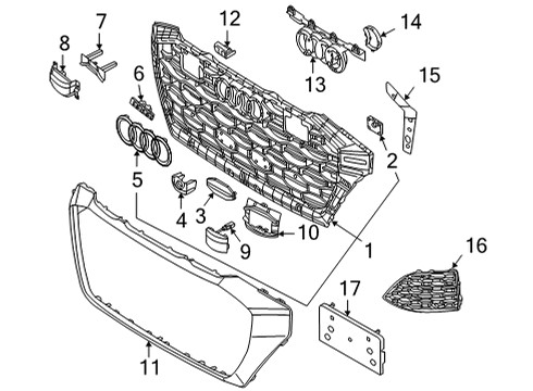 2023 Audi RS Q8 Grille & Components Diagram