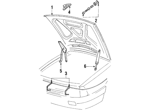 1989 Audi 100 Quattro Hood & Components Diagram