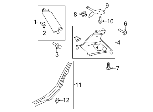 2011 Audi A4 Quattro Lower Quarter Trim Diagram for 8K0-867-767-A-1CT