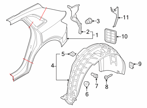 2022 Audi e-tron Quattro Quarter Panel & Components Diagram