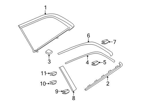 2007 Audi Q7 Quarter Glass Diagram for 4L0-845-299-NVB