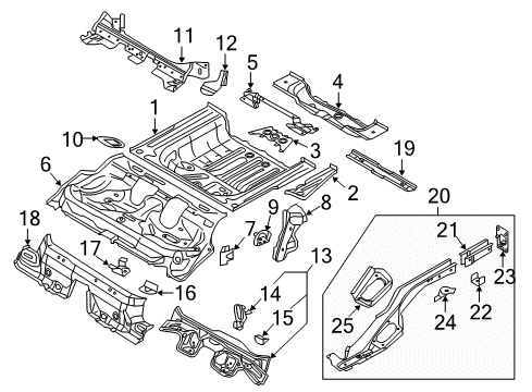 2017 Audi A3 Rear Floor & Rails Diagram 3