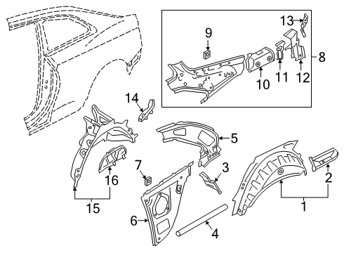 2023 Audi A5 Quattro Inner Structure - Quarter Panel Diagram 2