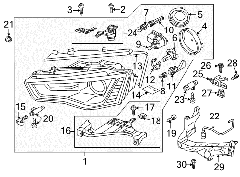 2013 Audi S5 Headlamp Components Diagram 5