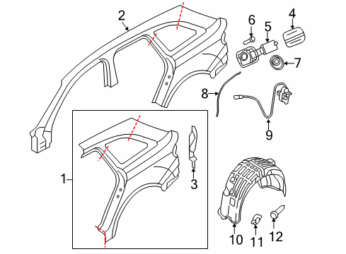 2011 Audi A4 Quattro Quarter Panel & Components Diagram 2
