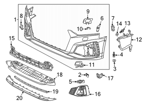 2025 Audi S5 Sportback Bumper & Components - Front Diagram