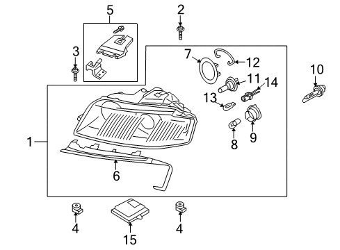 2008 Audi A3 Headlamp Components Diagram 3