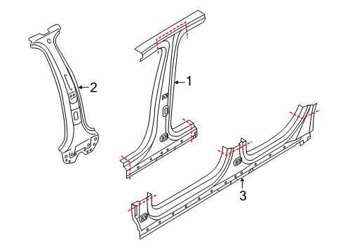 2012 Audi A8 Quattro Center Pillar & Rocker
