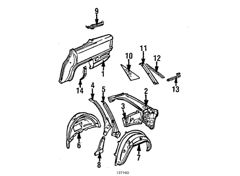 1984 Audi 5000 Gutter Diagram for 443-809-630-C