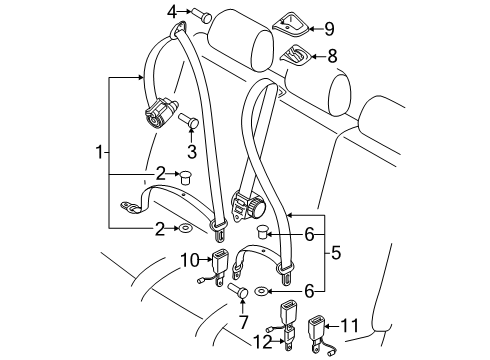 2025 Audi Q7 Second Row Seat Belts Diagram