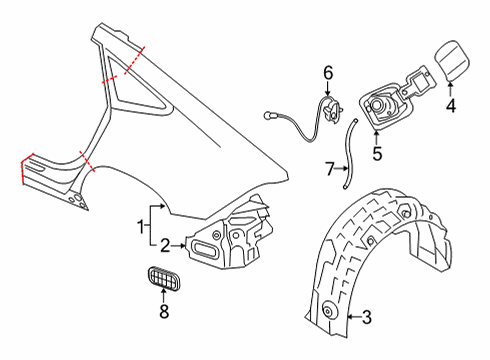 2022 Audi RS7 Sportback Quarter Panel & Components Diagram