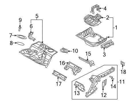 2013 Audi RS5 Rear Floor & Rails Diagram 2
