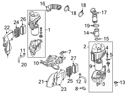 2005 Audi A8 Quattro Air Filter Diagram for 4E0-129-620-D