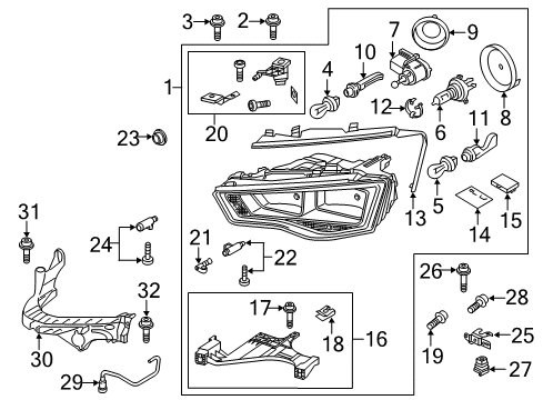 2014 Audi allroad Headlamp Components Diagram 3