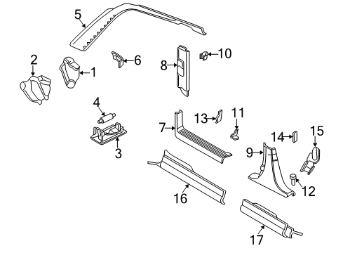 2001 Audi S8 Interior Trim - Pillars Diagram