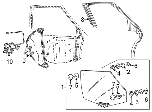 2003 Audi A8 Quattro Glass - Door Diagram 3
