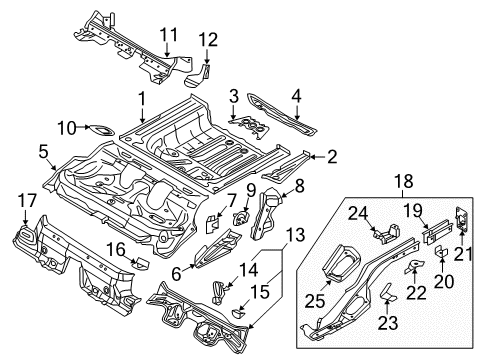 2017 Audi A3 Rear Floor & Rails Diagram 4