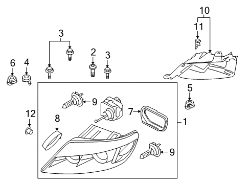 2008 Audi Q7 Headlamp Components Diagram 2