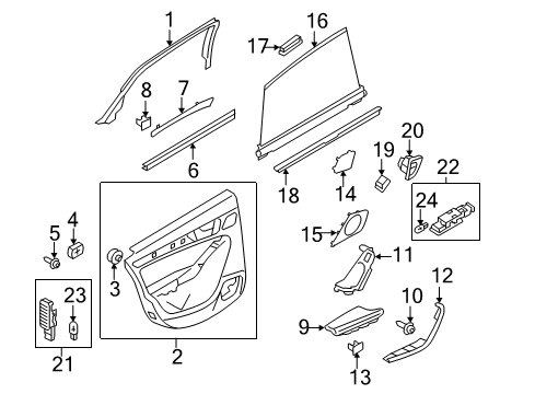2013 Audi A4 Interior Trim - Rear Door Diagram