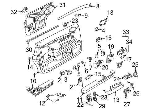 2005 Audi A4 Quattro Interior Trim - Front Door Diagram