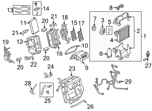 2012 Audi A4 A/C Evaporator Components Diagram