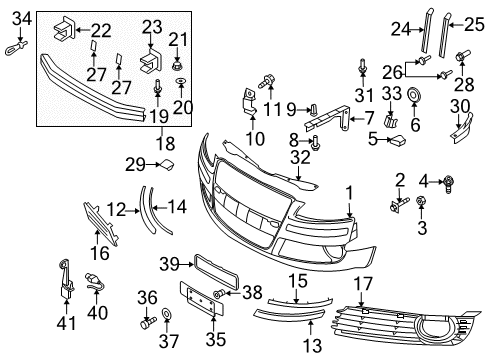 2010 Audi A8 Quattro Bumper & Components - Front Diagram