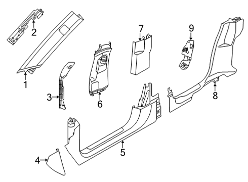 2022 Audi e-tron GT Windshield Pillar Trim Diagram for 4J3-867-234-6F2