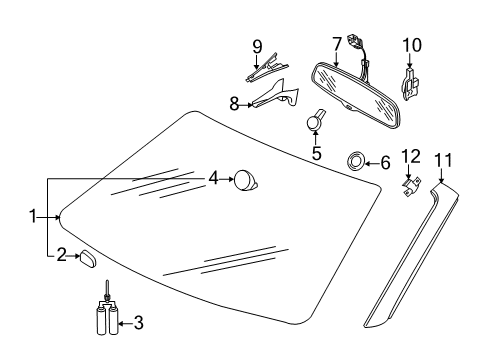 2011 Audi A5 Quattro Glass - Windshield Diagram