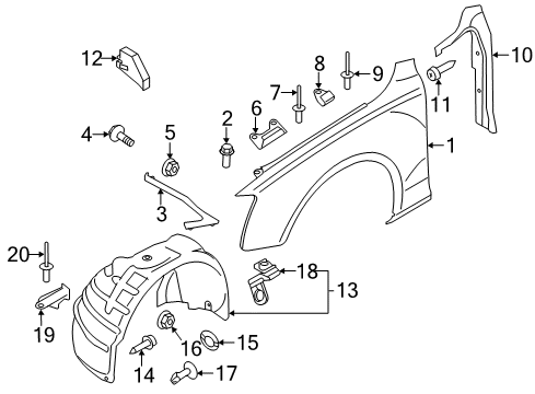 2014 Audi RS5 Fender & Components Diagram