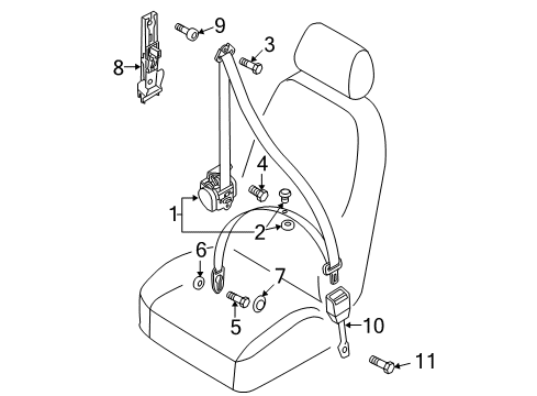 2015 Audi RS5 Lap & Shoulder Belt Diagram for 8T0-857-705-B-V04