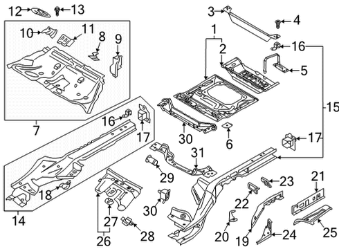 2021 Audi A7 Sportback Center Floor Pan Diagram for 4K0-802-087-A
